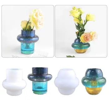 Формы для ваз из эпоксидной смолы 3D Силиконовые формы для литья эпоксидно-силиконовых форм для хранения орнамента в виде вазы для сухих цветов Держатель ручки