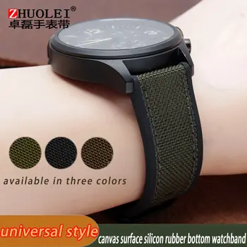 Холст + силиконовая основа ремешок для часов Армейский Зеленый нейлоновый ремешок для часов универсальный стиль подходит для мужских часов ремешок 21/22 мм Браслет