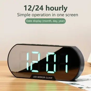 Цифровой будильник с функцией повтора на большом экране, пластиковый настольный светодиодный цифровой будильник с умным ночником, товары для дома