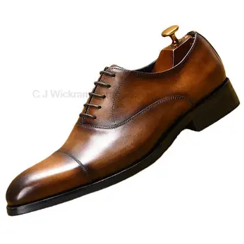 Черно-коричневые мужские оксфорды из натуральной телячьей кожи, роскошные брендовые деловые офисные модельные туфли с перфорацией типа 