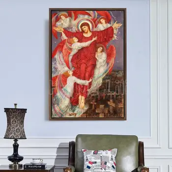 Эвелин Де Морган Красный Крест Иисус И Ангел Печать На Холсте Художественный Декор Стен