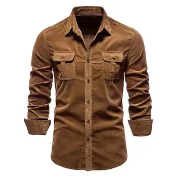 2023 Новая повседневная мужская рубашка, увеличивающая моду, Высококачественная хлопковая мужская повседневная джинсовая рубашка с отложным воротником и длинным рукавом для стирки
