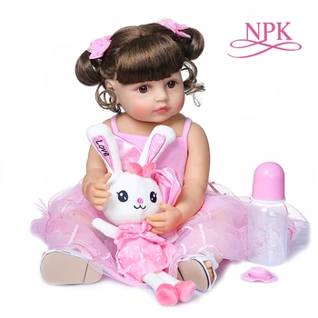 55 см оригинальный NPK reborn baby малыш девочка принцесса кукла в розовой юбке реалистичная очень мягкая силиконовая кукла для всего тела игрушка для ванны