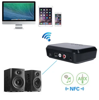 Bluetooth-приемник NFC/USB-Диск Для чтения музыки Стерео Беспроводной адаптер 3,5 мм AUX/RCA Автомобильный Динамик Bluetooth аудиоприемник
