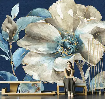 абстрактные цветы Американская пасторальная эстетическая картина маслом с рисунком обои гостиная ТВ фон стены 3d обои фреска