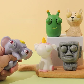 Горячие игрушки для выжимания с мультяшной фермы животных, сжимающие игрушки с пластиковыми глазами, выпускающие игрушки