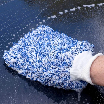 Двусторонние перчатки из кораллового флиса с большим утолщенным плюшем для мытья автомобилей, впитывающие микрофибру перчатки для мытья автомобилей