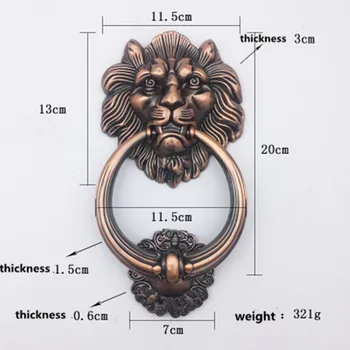 Деревянный дверной молоток в винтажном стиле, античная латунь, античная медь, голова льва, деревянное дверное кольцо, тяговая ручка, ручка