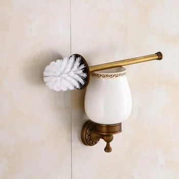 Держатель для туалетной щетки в ванной, цвет античной латуни, материал из цельной латуни, настенный, традиционный европейский тип для отеля