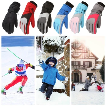 Детские зимние утепленные горные сноубордические лыжные перчатки Ветрозащитные Водонепроницаемые рукавицы с полными пальцами для занятий спортом на открытом воздухе