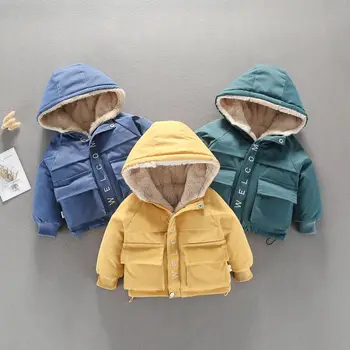 Зимние парки, куртка, детская одежда для мальчиков и девочек, утепленная верхняя куртка, хлопковая одежда для малышей, пальто с капюшоном