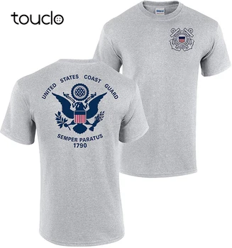 Новая забавная футболка USCG с флагом береговой охраны США спереди и сзади, спортивная серая футболка USA