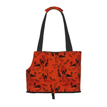 Сумка-переноска для собак с рисунком Хэллоуина с карманом и страховочной привязью, мягкая переноска для маленьких собак для домашних животных, сумка-тоут для покупок на открытом воздухе