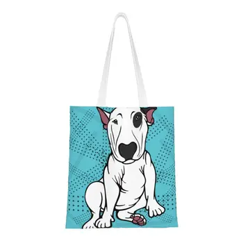Холщовая сумка для покупок в стиле английского бультерьера, женская сумка для вторичной переработки продуктов Kawaii Cute Doge Tote Shopper Bag